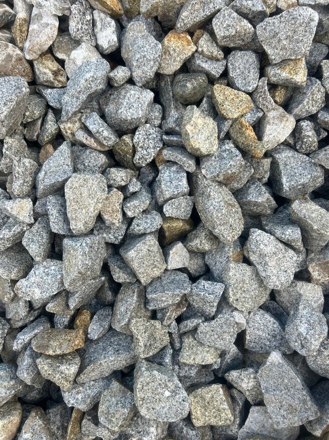 Granite 2 to 4 inch crush rock close up